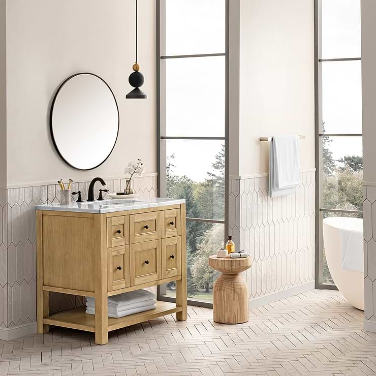 James Martin Vanities Breckenridge Light Natural Oak 36" Single Vanity with Carrara Marble Top