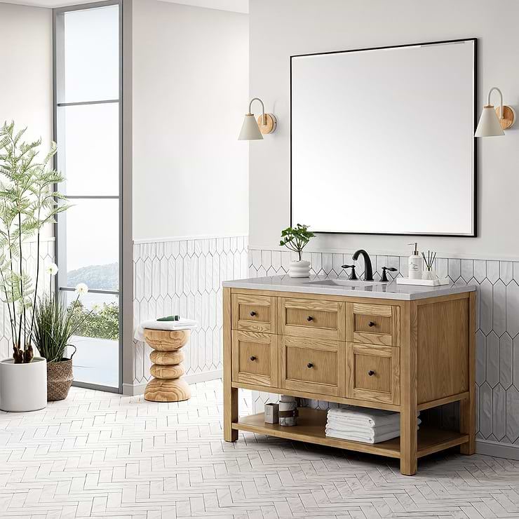 James Martin Vanities Breckenridge Light Natural Oak 48" Single Vanity with Eternal Serena Quartz Top