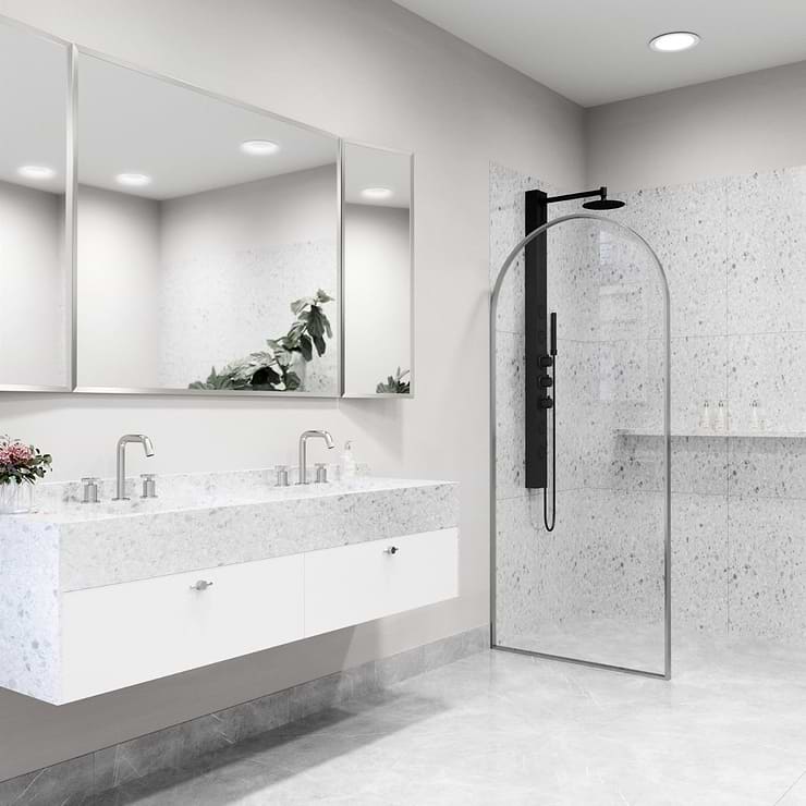 Burke 34x78" Reversible Framed Shower Screen with Clear Glass in Stainless Steel