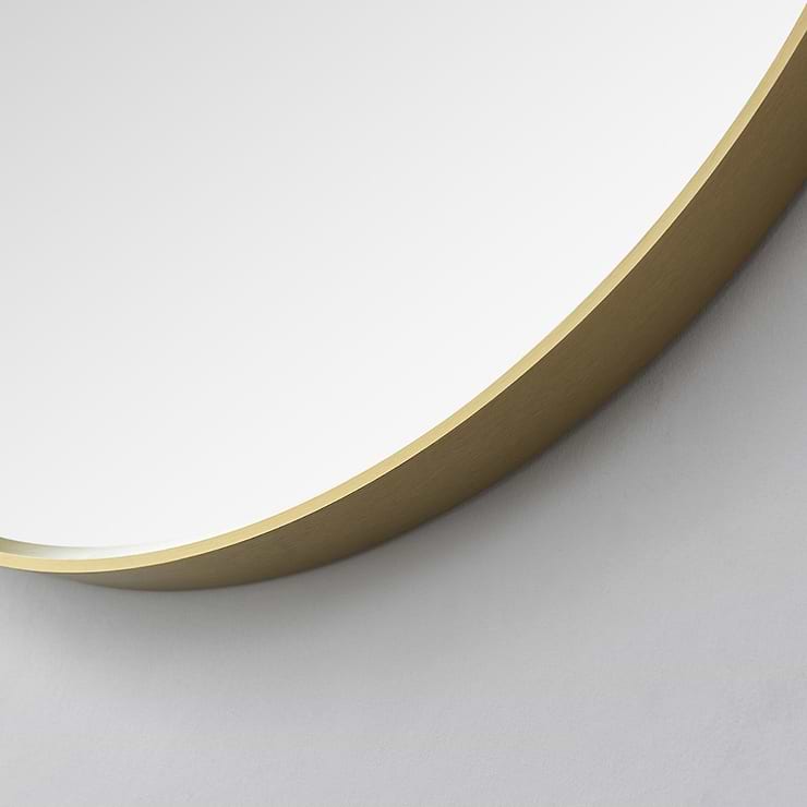 Olinda Brushed Gold 28" Framed Round Mirror