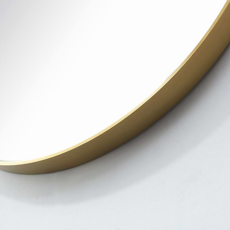 Olinda Brushed Gold 32" Framed Round Mirror