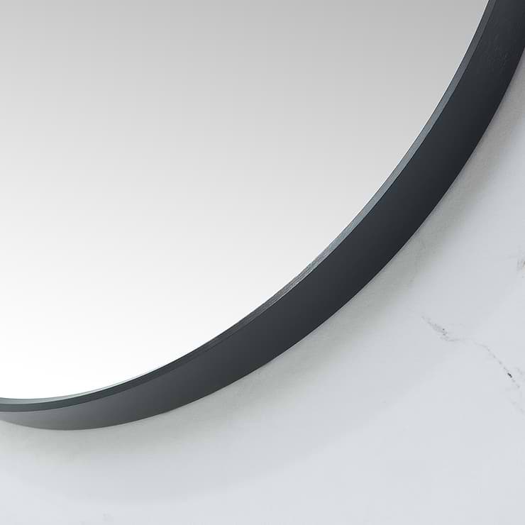 Olinda Brushed Black 35.4" Framed Round Mirror