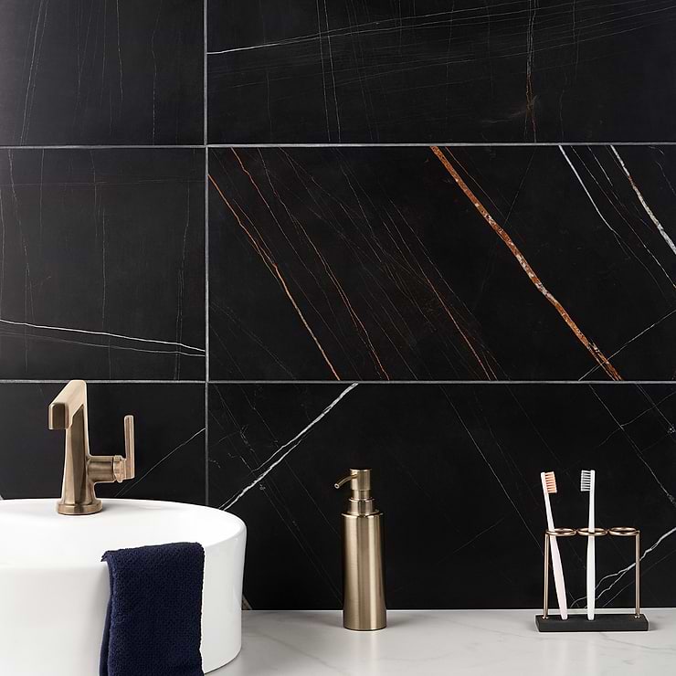 Nero Dorato 12x24 Honed Marble Tile