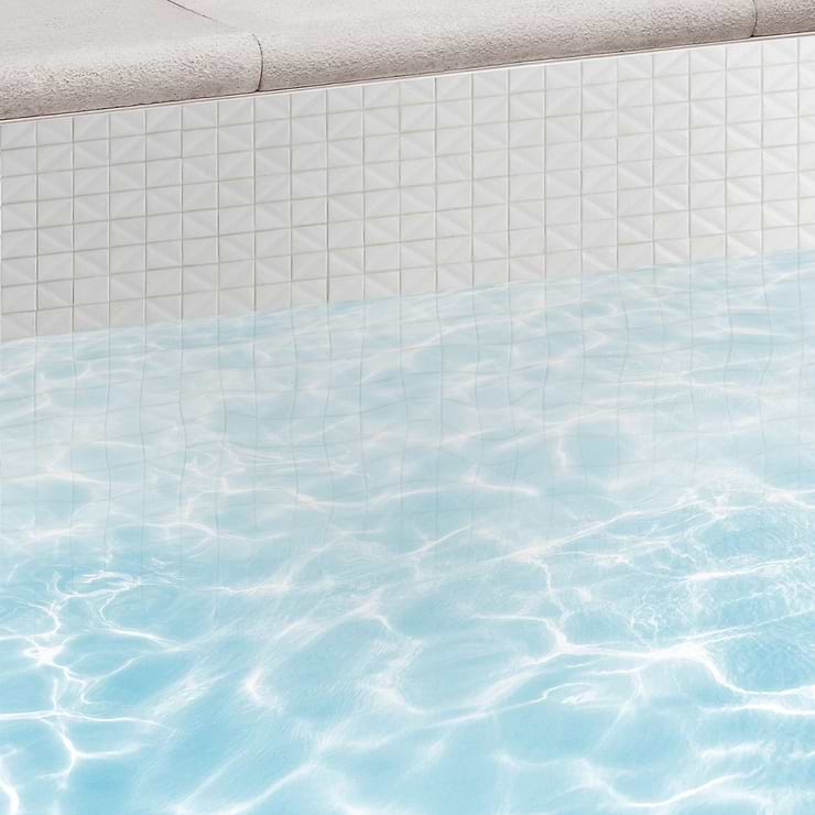 Ohana Prelude Satin 1x2" White Polished Glass Mosaic Tile