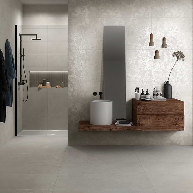 Monet Romance 24x48 Artisan Decor Gray Matte Porcelain Tile