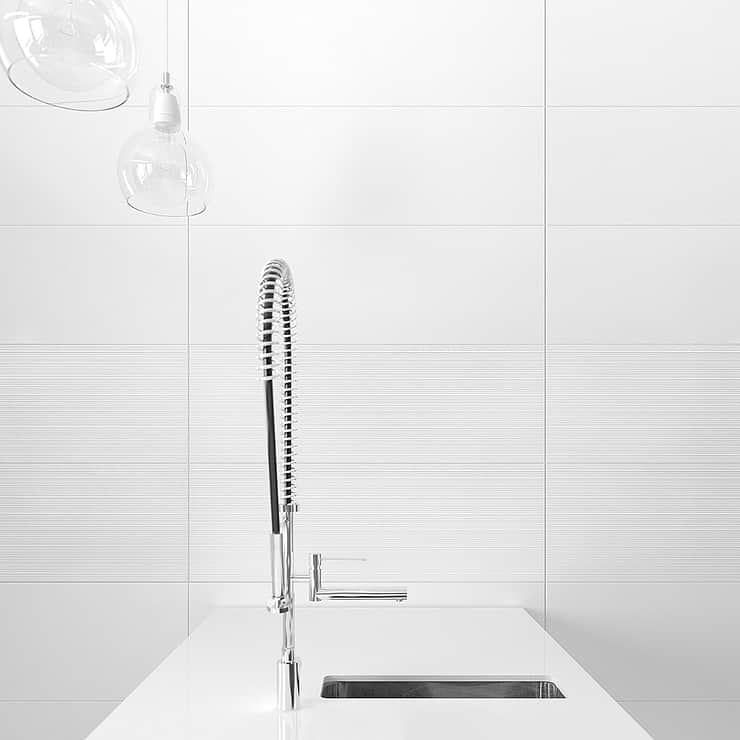 Reverb Linear White 12x36 3D Matte Ceramic Tile