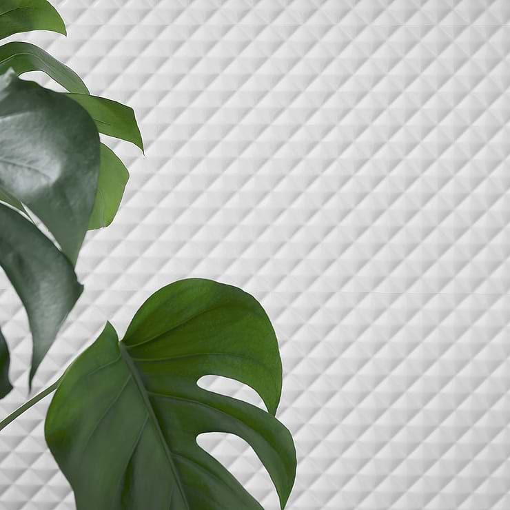 Reverb Pillowed White 12x36 3D Glossy Ceramic Tile