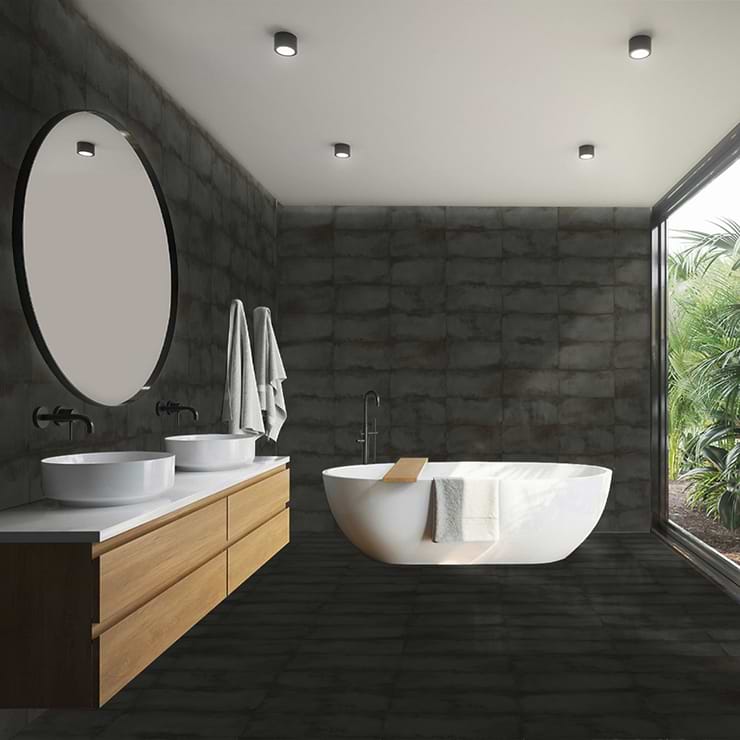 Angela Harris Flatiron Black 12x24 Matte Porcelain Tile