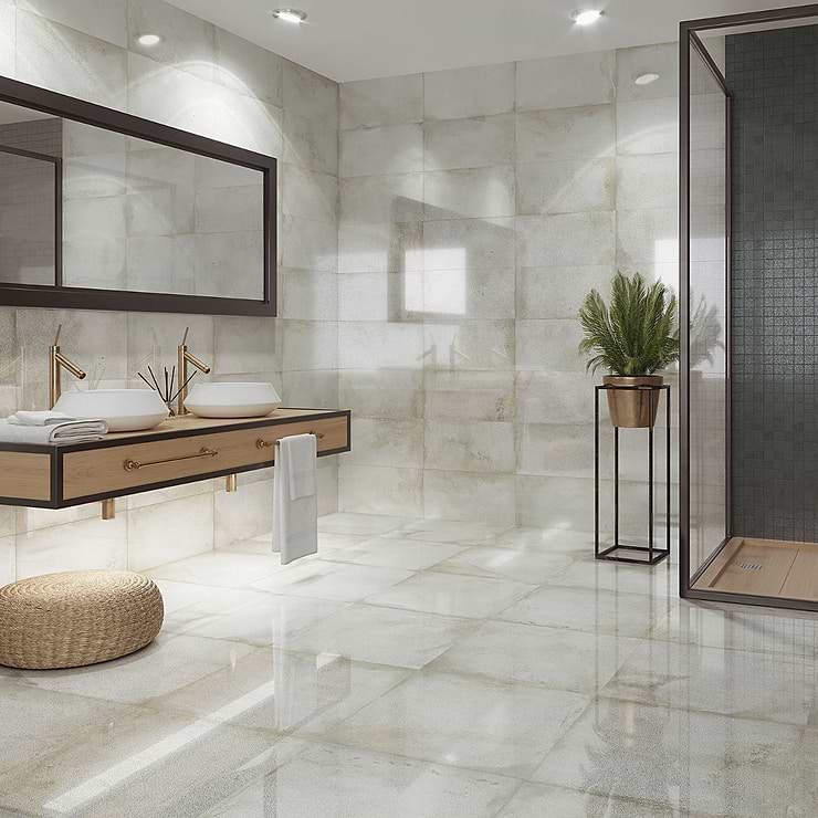 Sample-Angela Harris Flatiron White Semi-Polished Porcelain Tile
