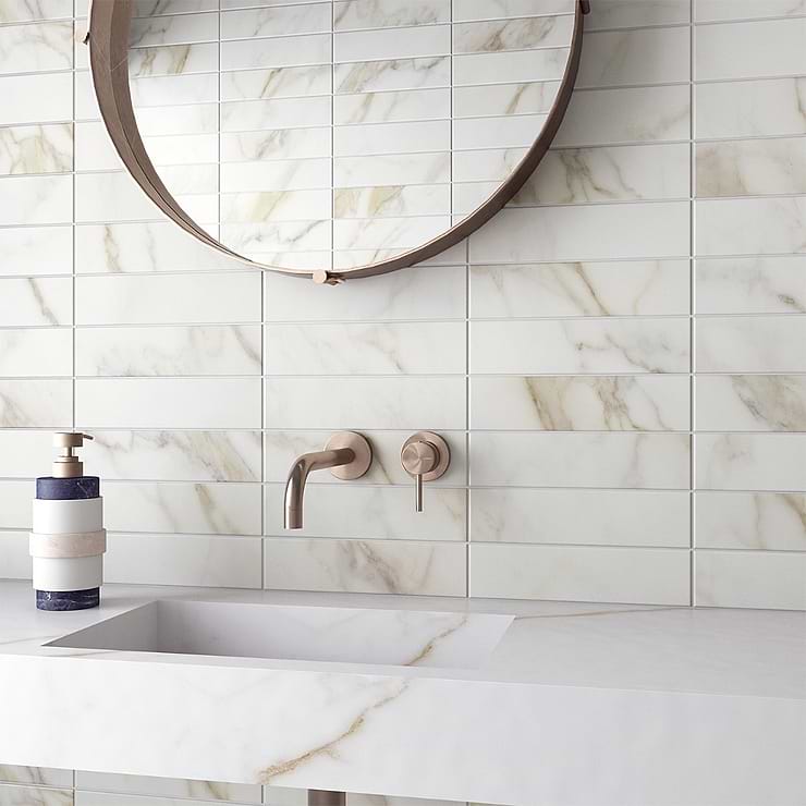 Amalfi Calacatta White 3x12 Matte Ceramic Tile