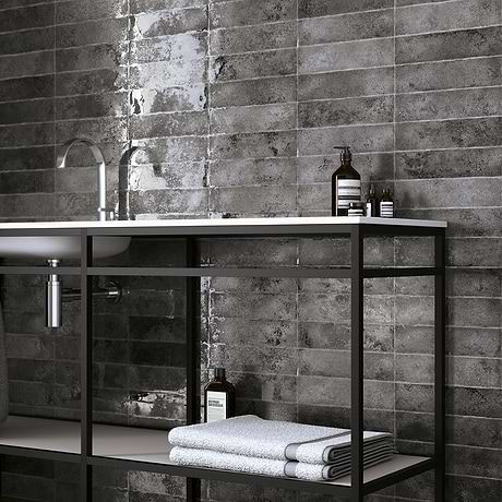 Kalay Antracite Gray 3x12 Glossy Ceramic Tile