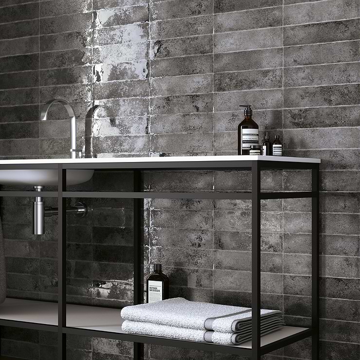 Kalay Antracite Gray 3x12 Glossy Ceramic Tile