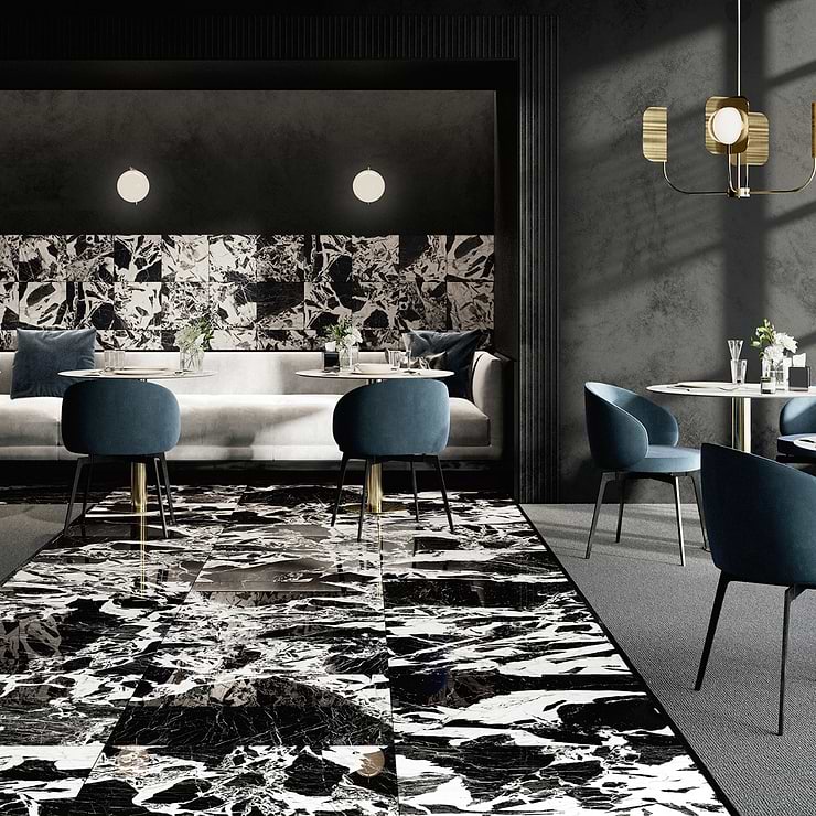Valiant Black Antique 30x30 Polished Porcelain Tile