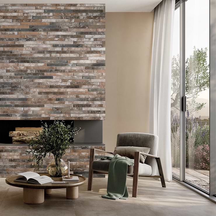 English Brick Industrial Red Mix 2x18 Matte Porcelain Tile