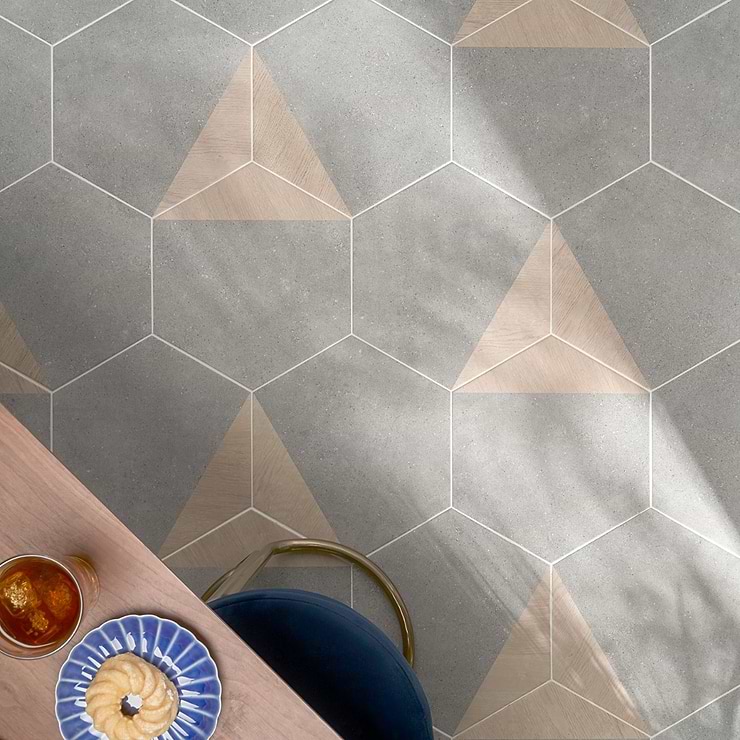 Pergola Wood Gray 12.5" Hexagon Matte Porcelain Tile