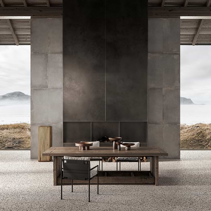 Kobe Flakes Ice White 24x24 Terrazzo Look Matte Porcelain Tile