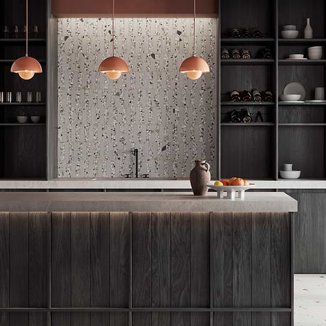 Kobe Fin Smoke Gray 2x8 Terrazzo Look Matte Porcelain Mosaic Tile