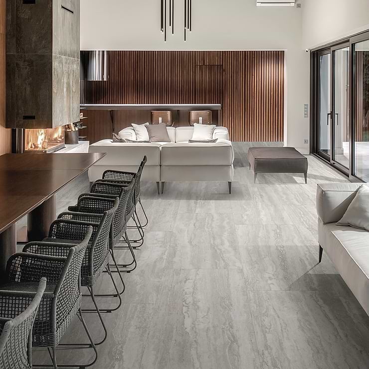 Basic Travertine Silver 24x48 Matte Porcelain Tile