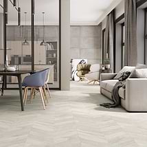 Kenridge Chevron White 24x48 Wood Look Matte Porcelain Tile