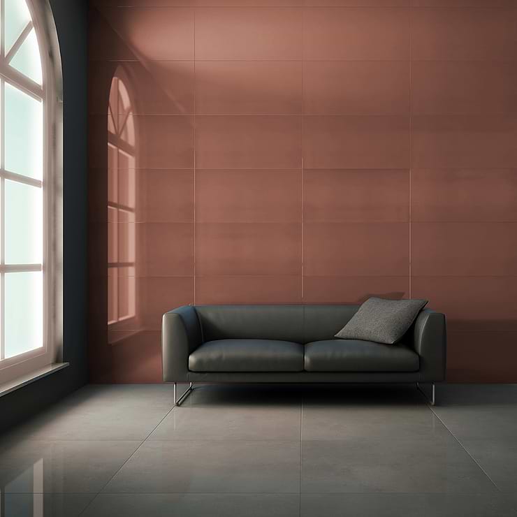 Amulet Mist Rose Gold 18x36 Metal Laminated Porcelain Tile