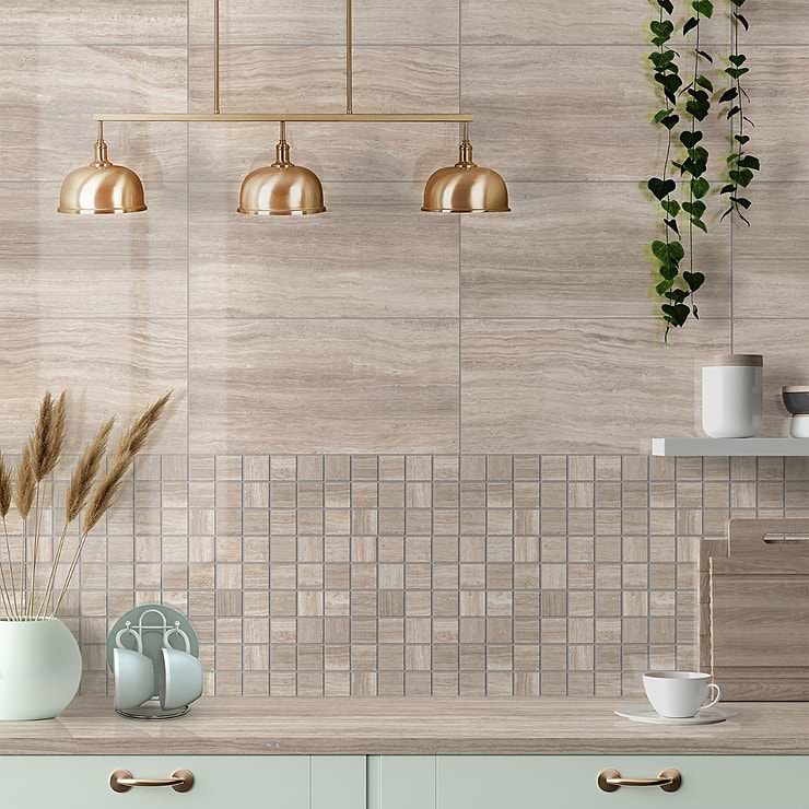Nashville Beige 12x24 Travertine Look Polished Porcelain Tile