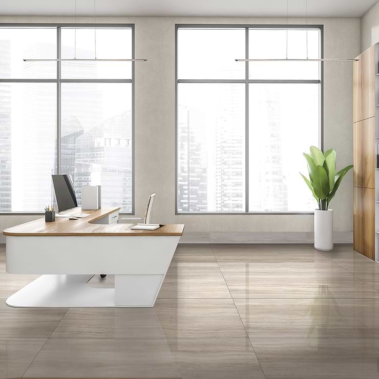 Nashville Beige 24x48 Travertine Look Polished Porcelain Tile