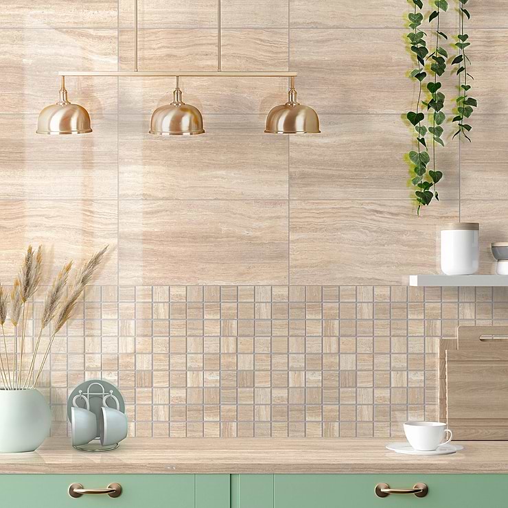 Nashville Beige 2x2 Travertine Look Matte Porcelain Mosaic Tile