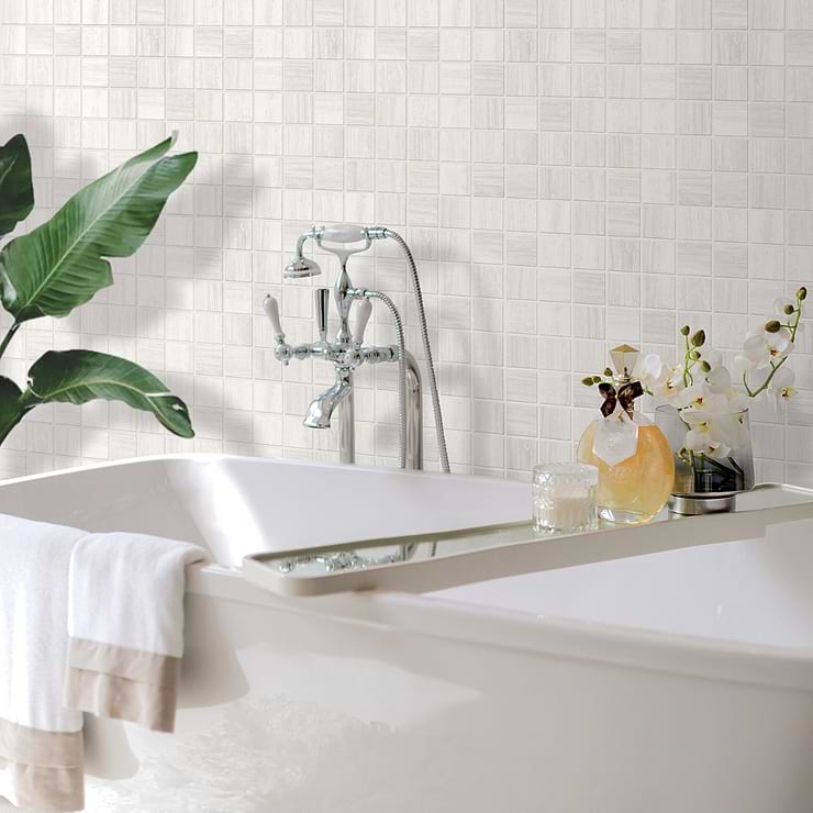 Nashville White 2x2 Travertine Look Matte Porcelain Mosaic Tile