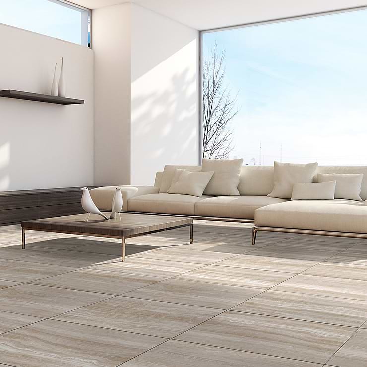 Nashville Taupe 12x24 Travertine Look Matte Porcelain Tile