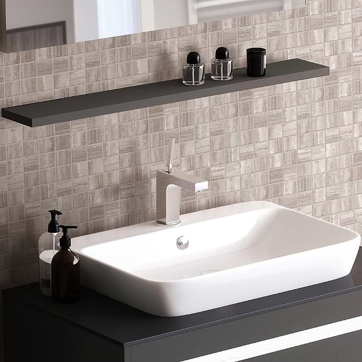 Nashville Taupe Beige Travertine Look 2x2 Matte Porcelain Mosaic Tile