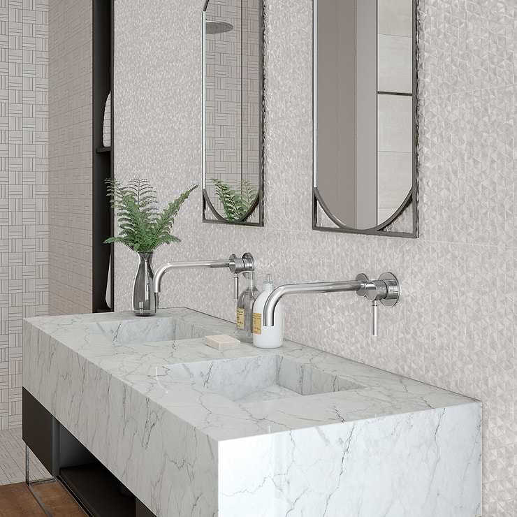 Echoes Blanco 12x36 Satin and Matte Ceramic Tile