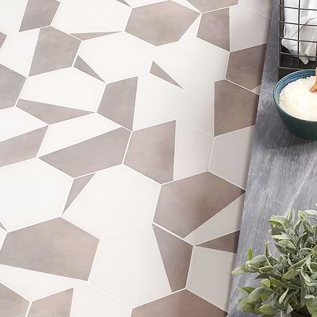 HexArt Pop Gris 8" Hexagon Matte Porcelain Tile
