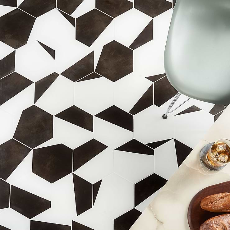 HexArt Pop Nero 8" Hexagon Matte Porcelain Tile