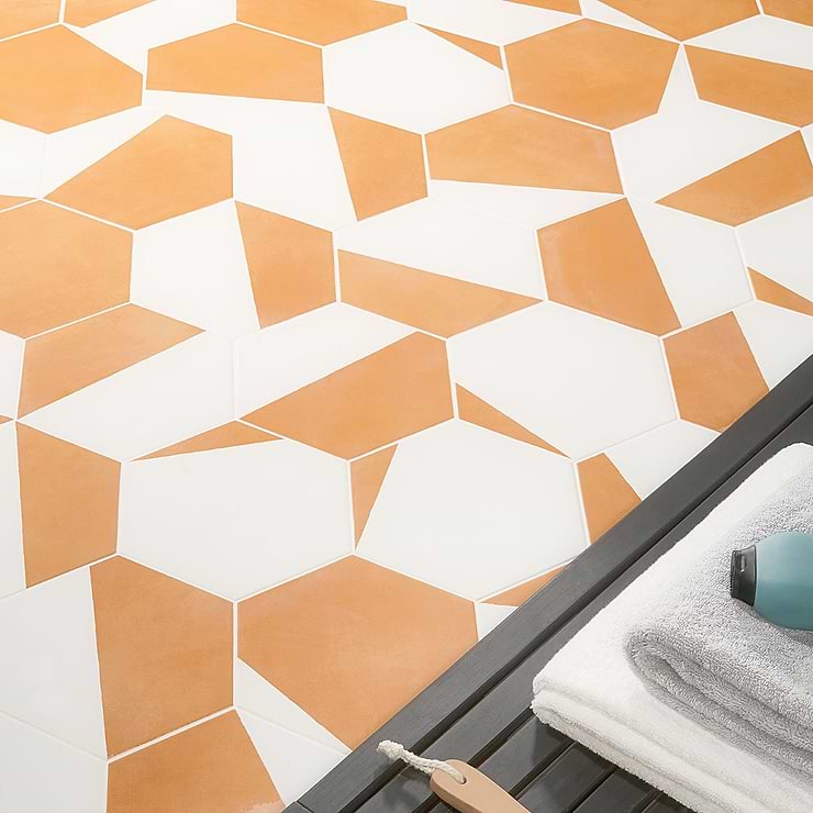 HexArt Pop Orange 8" Hexagon Matte Porcelain Tile