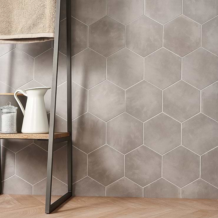 HexArt Gris 8" Porcelain Matte Tile 