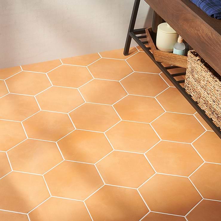 HexArt Orange 8" Hexagon Matte Porcelain Tile