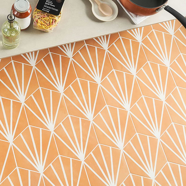 HexArt Deco Orange 8" Hexagon Matte Porcelain Tile
