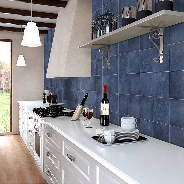 Art Geo by Elizabeth Sutton Cement Blue 8x8 Matte Porcelain Tile