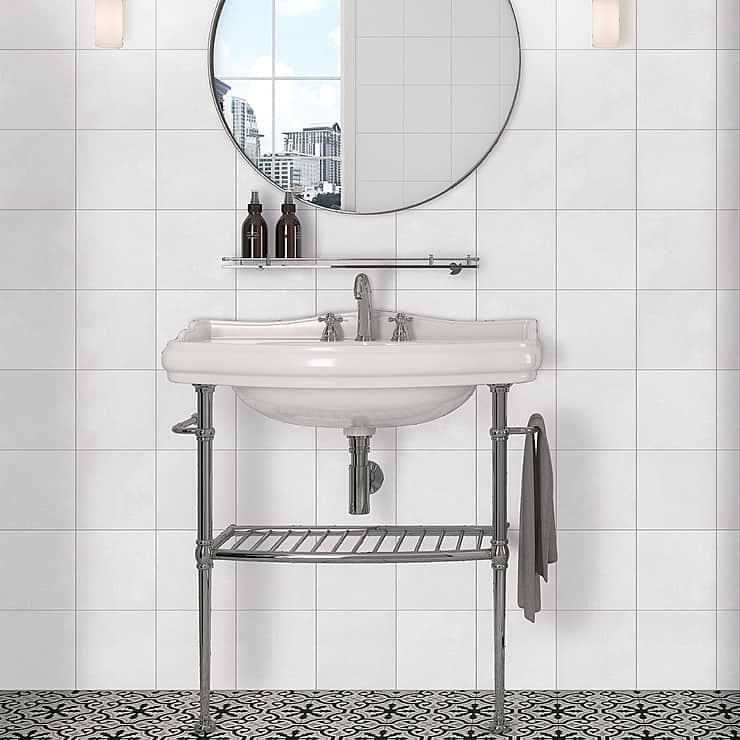 Art Geo by Elizabeth Sutton Cement White 8x8 Matte Porcelain Tile