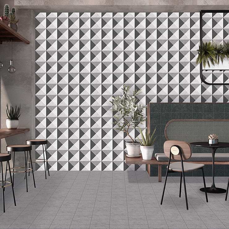 Art Geo by Elizabeth Sutton Terrazzo Deco Charcoal Gray 8x8 Matte Porcelain Tile