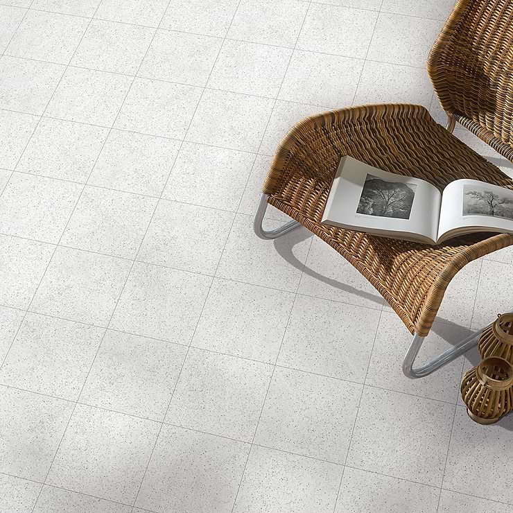 Art Geo by Elizabeth Sutton Terrazzo White Grigio 8x8 Matte Porcelain Tile