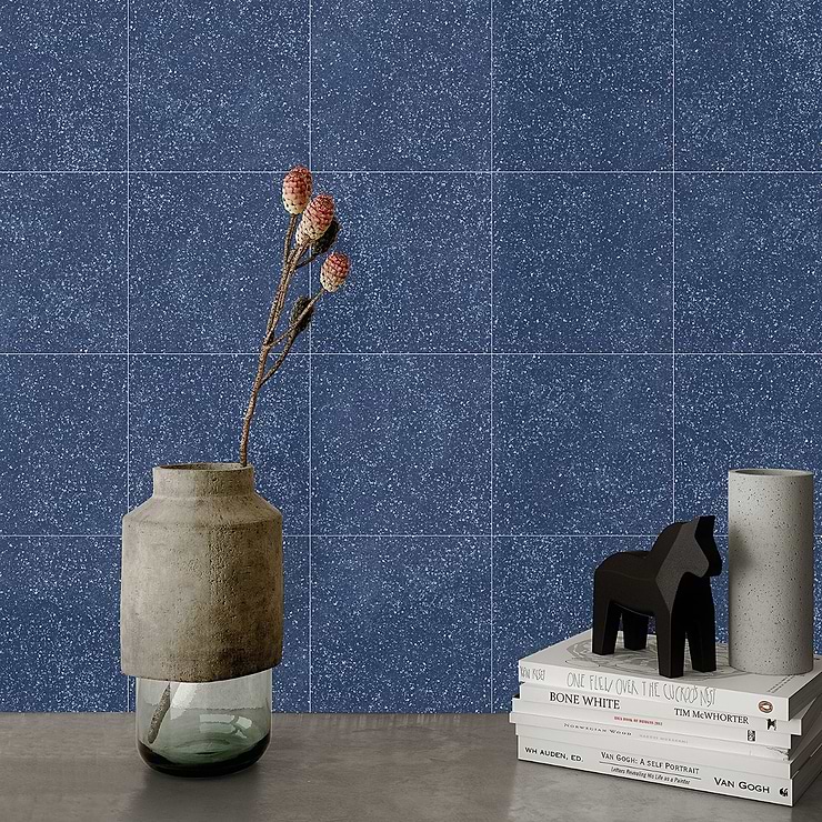 Art Geo by Elizabeth Sutton Terrazzo Blue 8x8 Matte Porcelain Tile