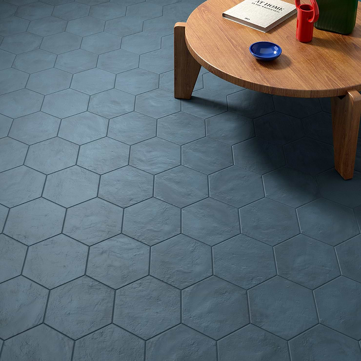 Ava Blue Ocean 8" Hexagon Matte Porcelain Tile
