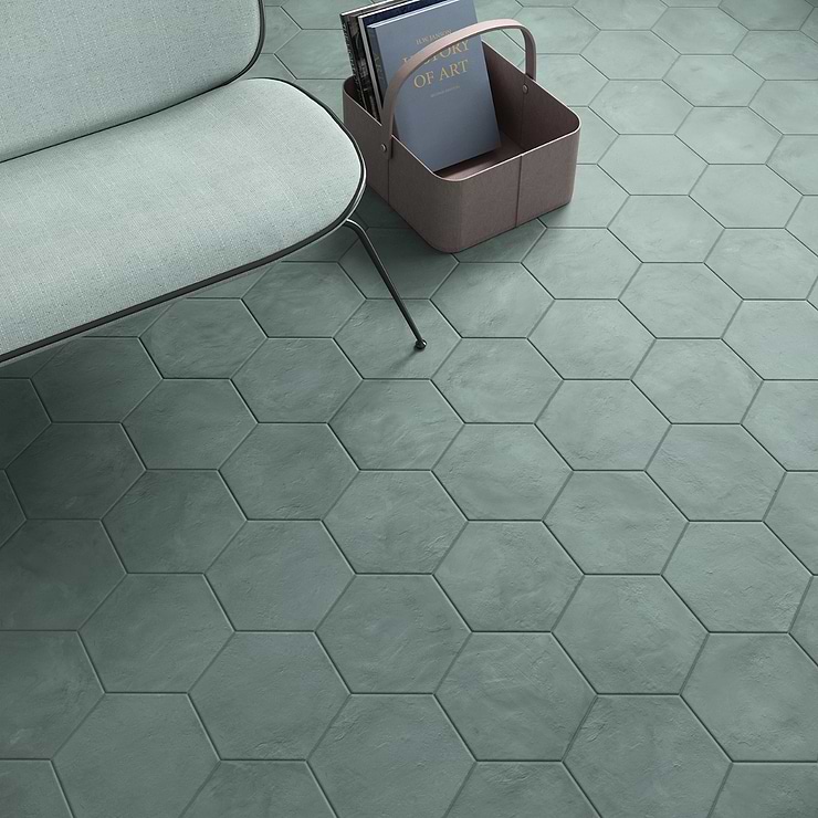 Ava Green Cielo 8" Hexagon Matte Porcelain Tile