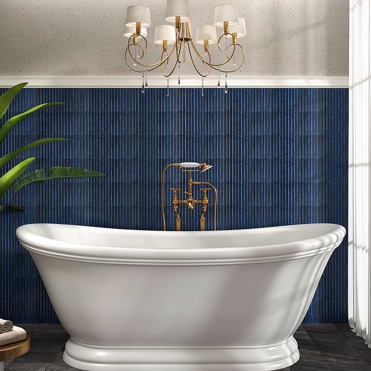 Curve Fluted Blue 6x12 3D Glossy Ceramic Tile