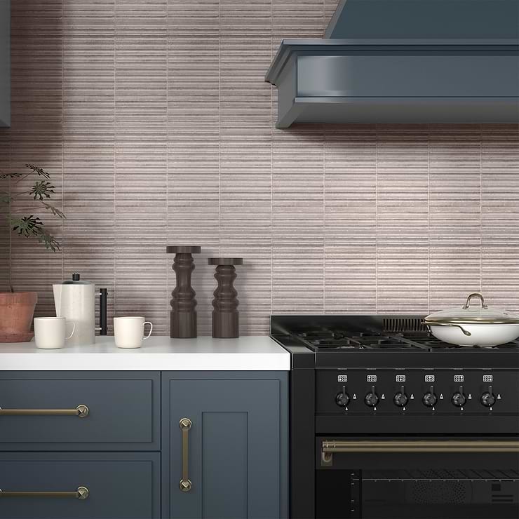 Curve Fluted Gray 6x12 3D Glossy Ceramic Tile