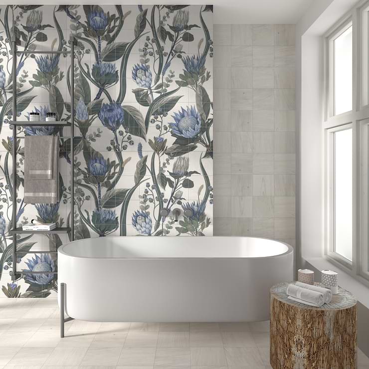Angela Harris Wilder Protea Leaves Mural 8x8 Matte Porcelain Tile