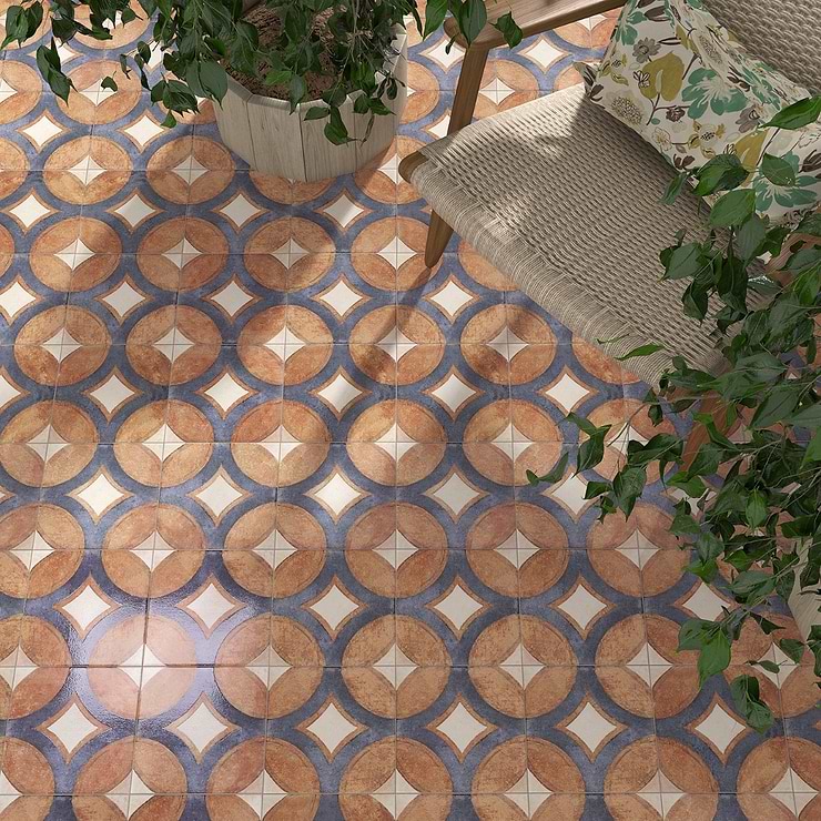 Angela Harris Mediterra Circles Terracotta 8x8 Matte Porcelain Tile