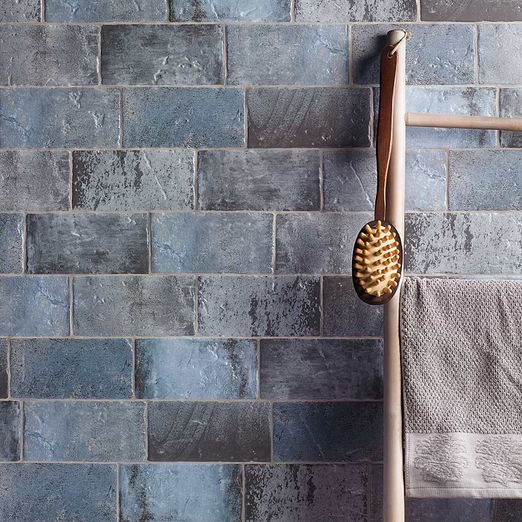 Parma Brick Denim Blue 4x8 Terracotta Look Matte Ceramic Tile 