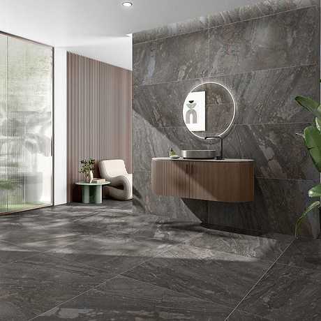 Santo Charcoal Black 24x48 Matte Porcelain Tile